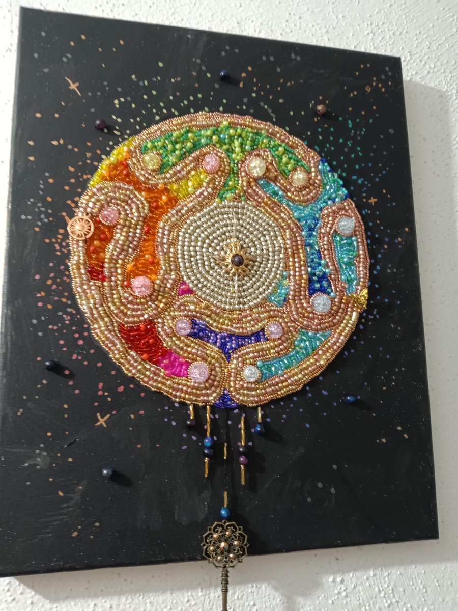 _EclipsedArts_'s tweet photo. A week of work, over 3 spools of thread and over 200 beads! I finally finished!
#acrylicpaint #beadwork on #canvas https://t.co/Dem8Wit2Fh