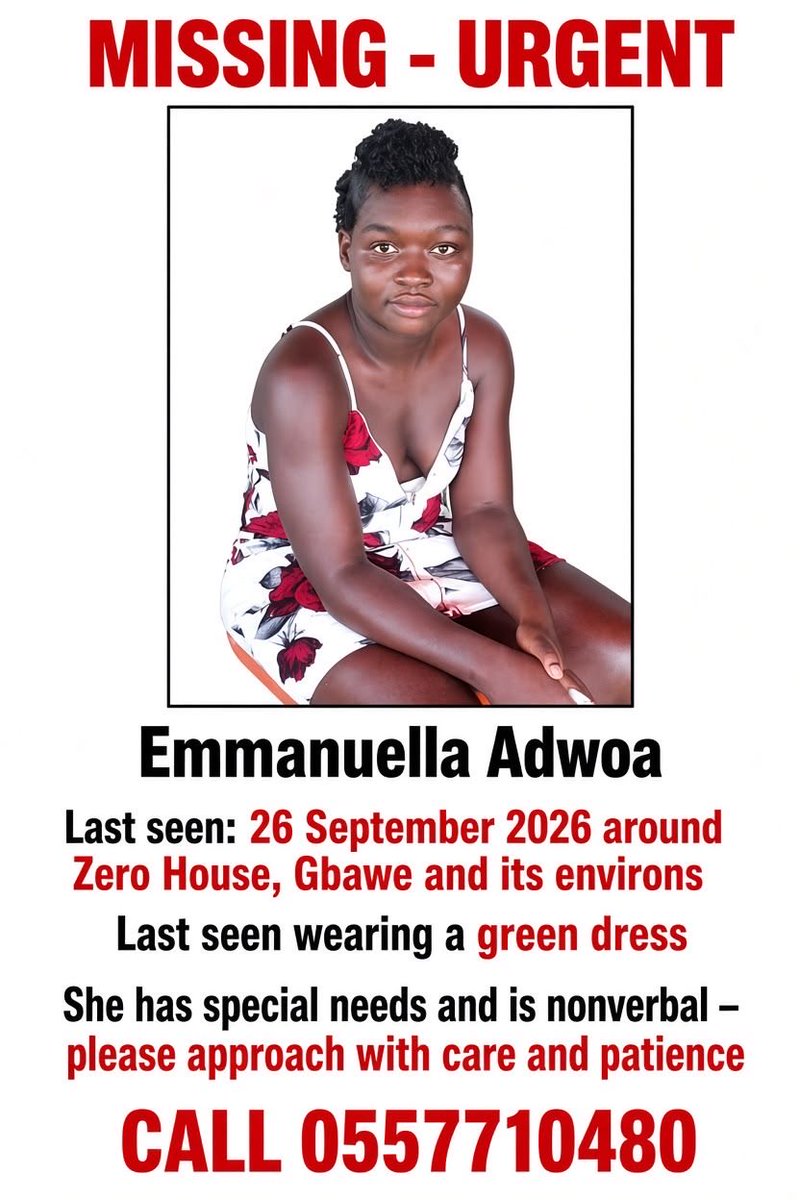 _ohemmanuel's tweet photo. Kindly be on the lookout and assist with information if you come across her🙏🏼🙏🏼 https://t.co/Uq2wO4Y3hg