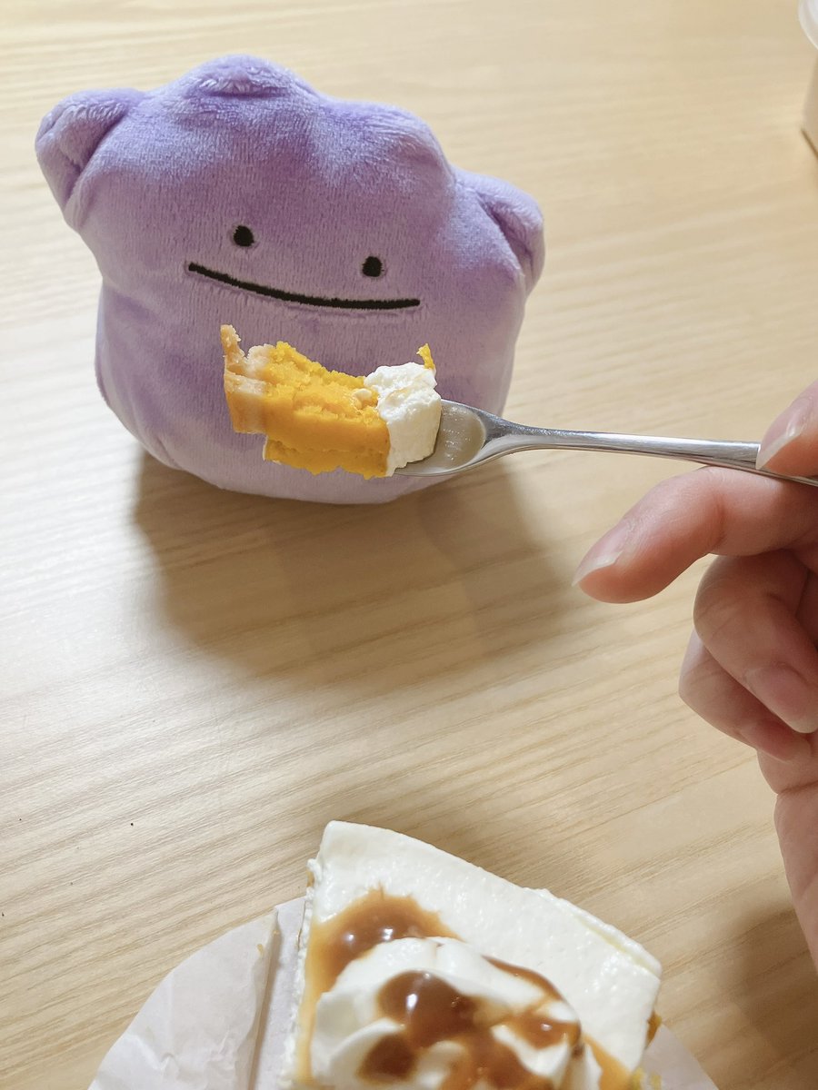 mommon2304's tweet photo. 「モン！モン！💕」

姉の家でお茶タイム☕️
今日は抹茶ラテ自分で泡立てて作ってみました✨
美味しかった〜☺️
お姉ちゃんもメタモンにかぼちゃのケーキ分けてくれたよ！よかったねメタモン🥰 https://t.co/h18WeEbhqZ