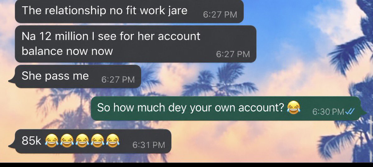 Progress_aje's tweet photo. You wan use 85k date babe when get 12million for account 😂💔 https://t.co/OM7XAl82xG