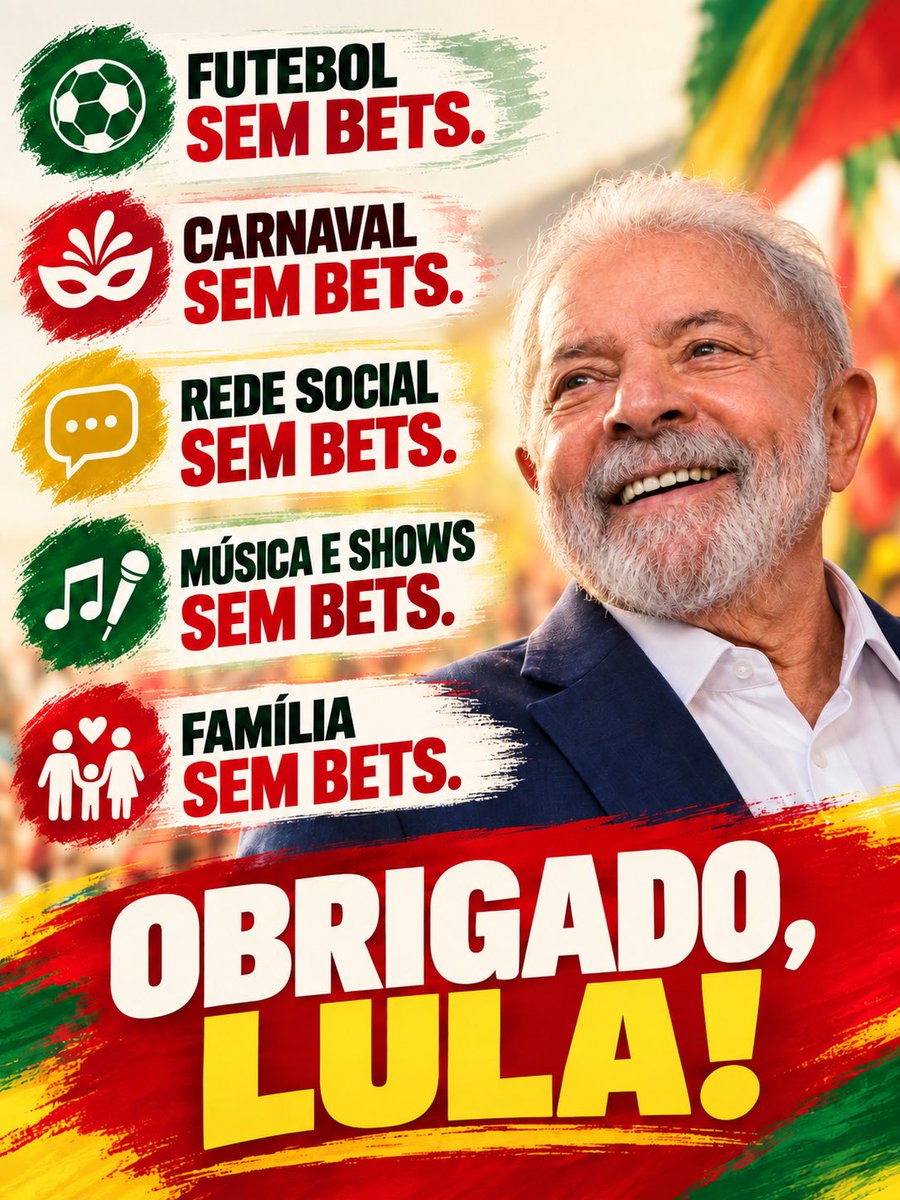 BacurauA's tweet photo. Brasil sem bets! Obrigado, Lula! https://t.co/isR0hVQyab