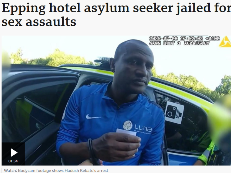 BasilTheGreat's tweet photo. The man on the left illegally broke into the country, sexually assaulted a 14 year old girl then escaped police custody 

The British father of two on the right threw a plastic bottle during a protest

Guess who was given a longer prison sentence? https://t.co/hHzJtiyGV3