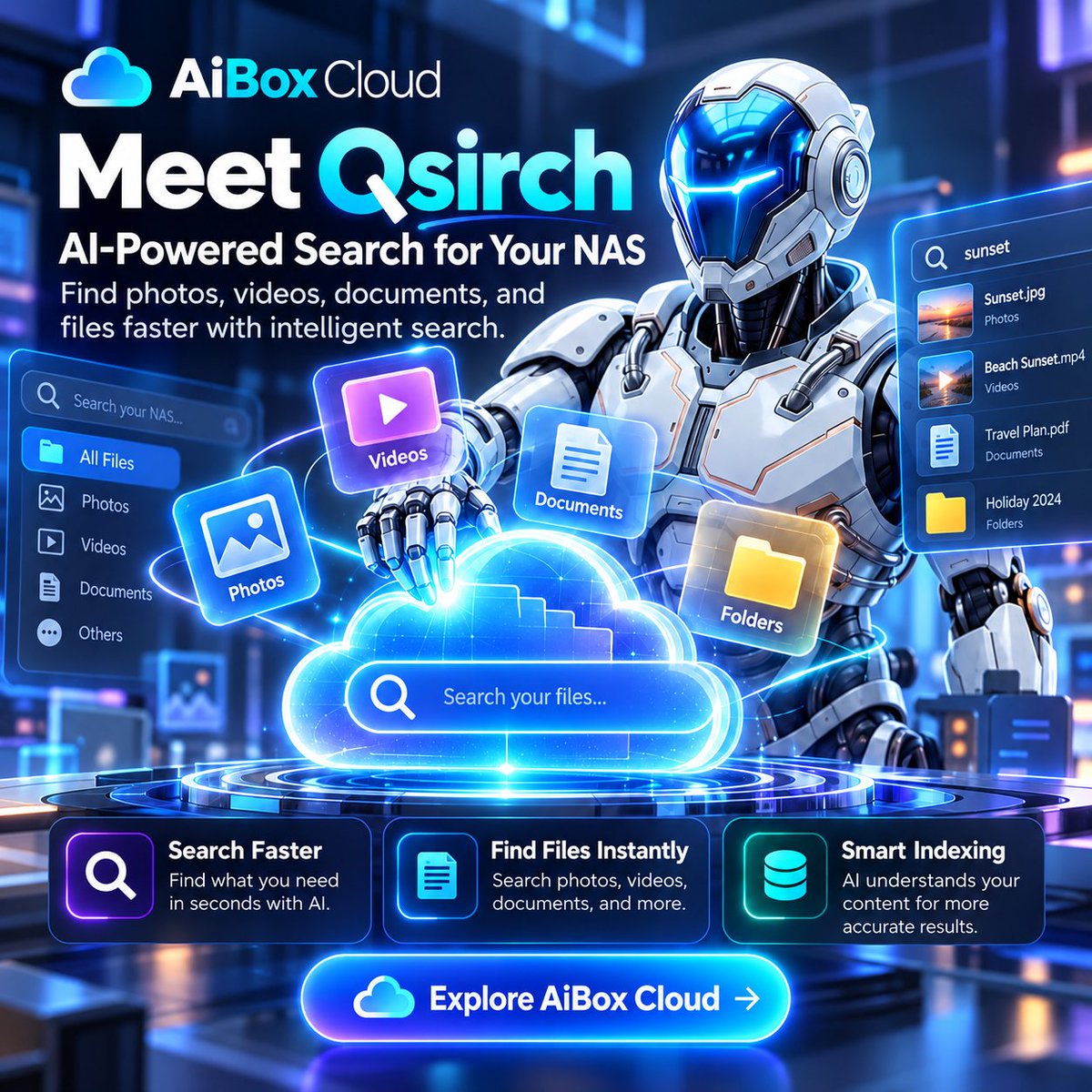 aiboxtoken's tweet photo. Google Drive stores your files.
AiBox Cloud helps you understand them.
Meet AiBox Cloud + Qsirch — an AI-powered search experience built around your own storage.
Don’t remember the filename?
No problem.
Search by what’s inside your files — not just by name.
🔎 Find photos by objects and themes
🧠 Use AI semantic search
📄 Search across documents and files
💬 Ask questions using natural language
⚡ Find what you need without digging through folders
And with newer Qsirch AI capabilities, AI search can work across documents, images, videos, and audio. QNAP NAS
This isn’t just cloud storage.
This is your AI-powered private data workspace.
AiBox Cloud + Qsirch
Store it. Ask it. Find it.
#AiBoxCloud #Qsirch #AIStorage #SmartSearch #PrivateCloud #NAS #AIAssistant #CloudStorage