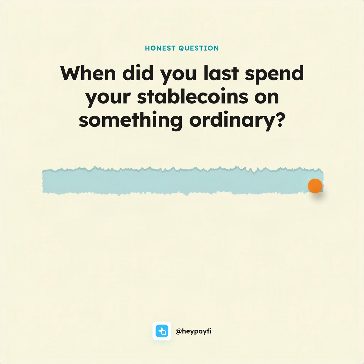 HeyPayfi's tweet photo. Honest question for anyone holding stablecoins.

When did you last spend them on something ordinary Groceries, lunch, a coffee.

Not a swap. Not a transfer to an exchange. An actual purchase.

If the answer is never, what stopped you?

#Stablecoins #Stellar https://t.co/6Mj9NIrz3U