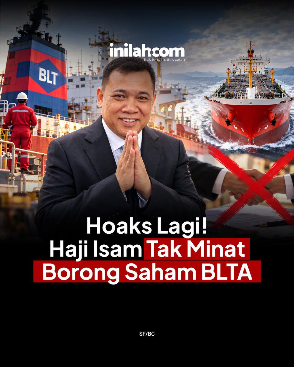 inilahdotcom's tweet photo. Rumor soal rencana pembelian saham BLTA yang dikaitkan dengan Haji Isam belakangan ramai diperbincangkan.

Namun, kabar tersebut telah dibantah oleh kuasa hukum Jhonlin Group. 

Informasi mengenai rencana pembelian saham hingga dana Rp10 miliar disebut tidak memiliki dasar hukum dan data yang akurat.

Publik pun diimbau untuk mencermati sumber informasi sebelum mempercayai kabar terkait aksi korporasi atau transaksi saham.

https://t.co/kjg7KBSy7e