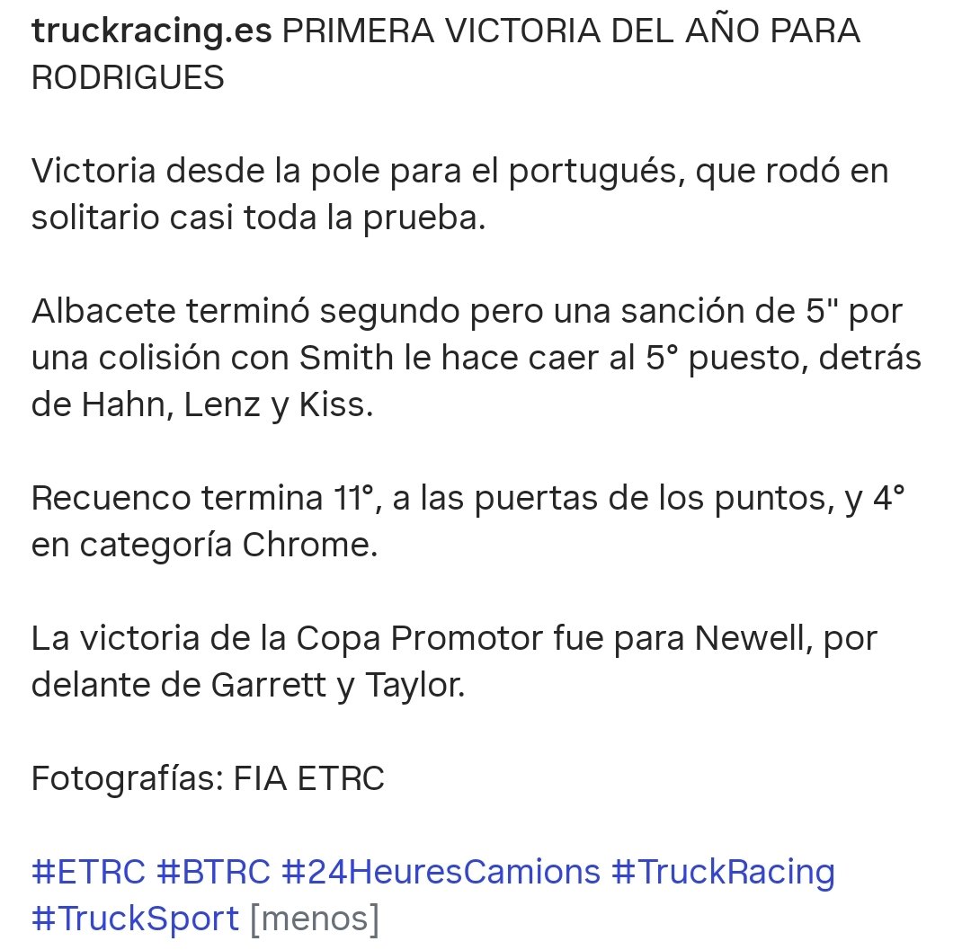 blog_senna's tweet photo. Primera victoria del año en el ETRC de José Eduardo Rodrigues, que fue el ganador de la segunda carrera de Le Mans.
@ALBACETE_Racing fue 2° en pista pero una sanción le hace acabar 5° en último término.
#ETRC https://t.co/Mbr4QMn7Wv