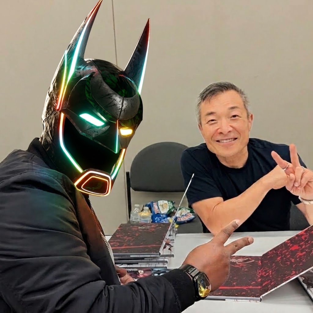 RedxCarbon's tweet photo. Fun meeting the Legendary @JimLee at @baltimorecomics 

#BatCowls #BatCowlsForever https://t.co/NI5B09hQWT