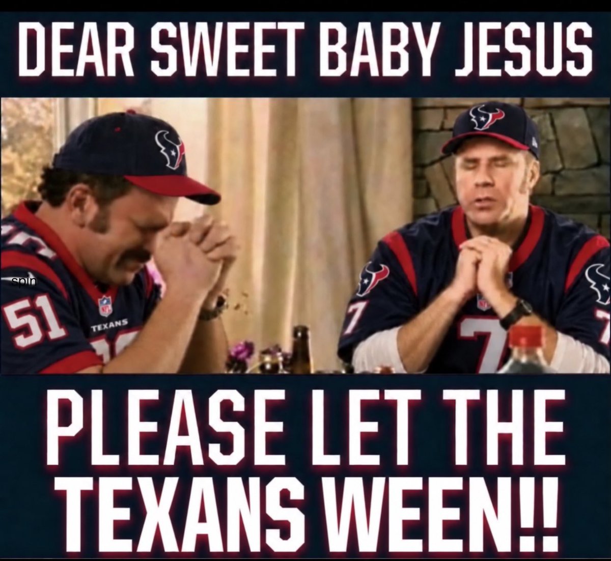 Spin_1221's tweet photo. GameeeeeeDay!!!! I ain’t got no inspirational speeches, or funny quotes.. Just Fck’n Ween!! #TexansByFiddy @HoustonTexans https://t.co/rLP2zUCGWT