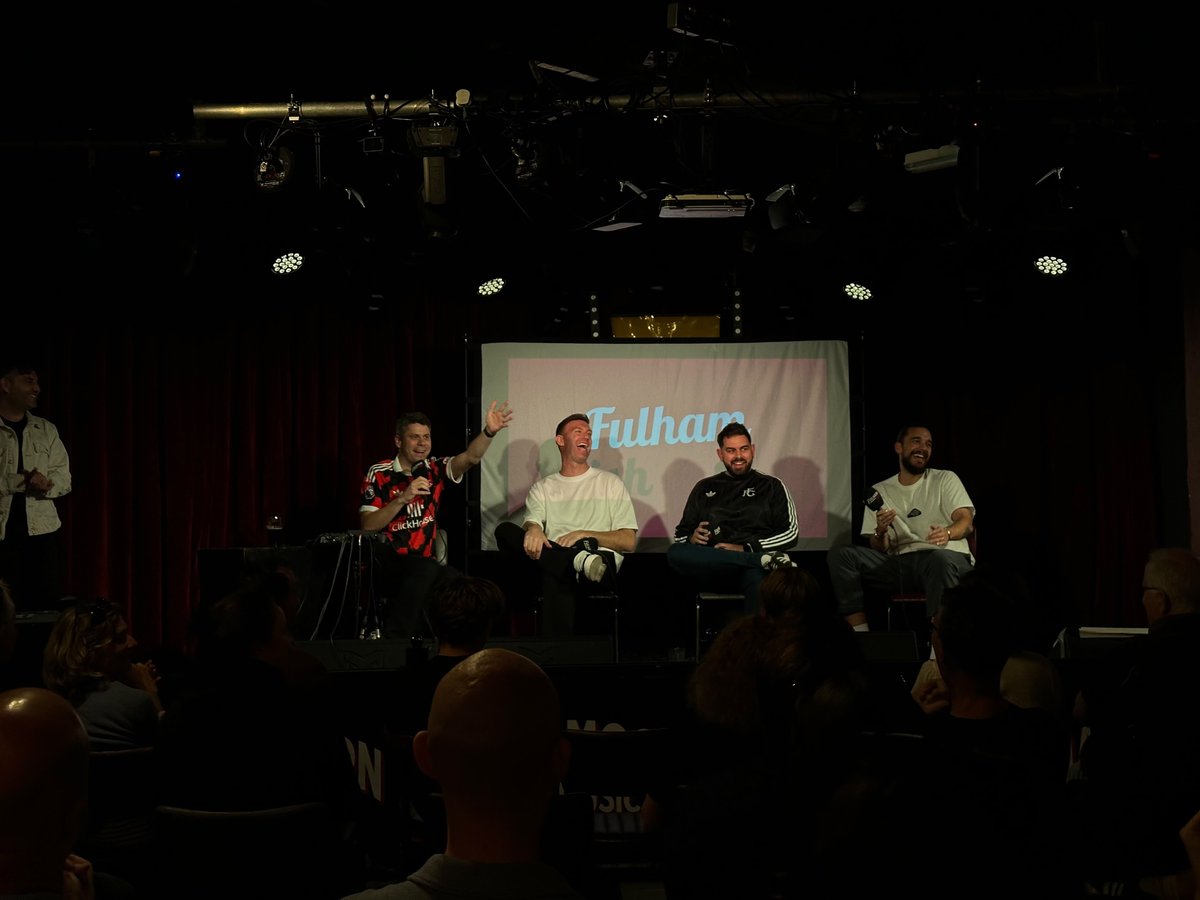 MrSammyJames's tweet photo. Incredible night at the Half Moon with Kevin McDonald on stage for a live @FulhamishPod

Thanks to everyone who came along https://t.co/lV3lCrNjpI
