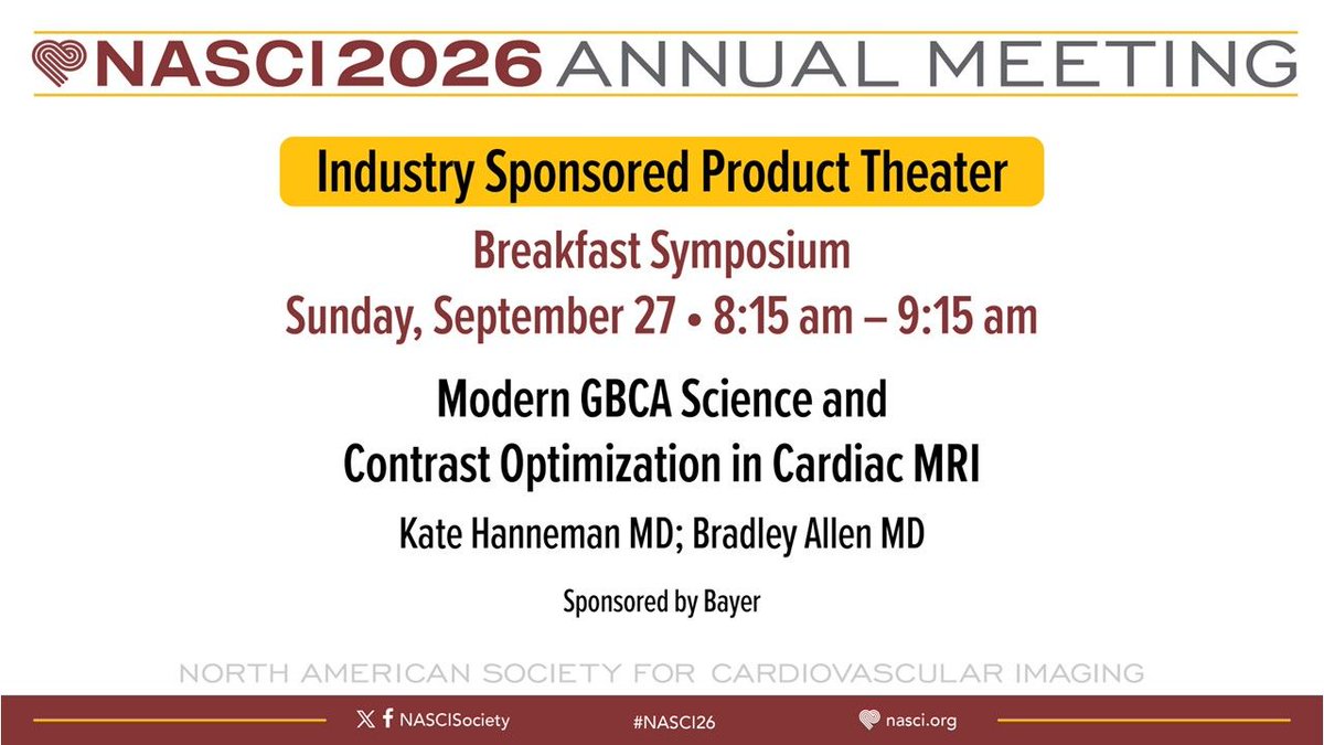 NASCISociety's tweet photo. Breakfast sponsored by Bayer will be starting in 1 hour!
#NASCI26 #NASCI #CardiovascularImaging #MedicalEducation #Cardiology https://t.co/m1Bksd8PTs