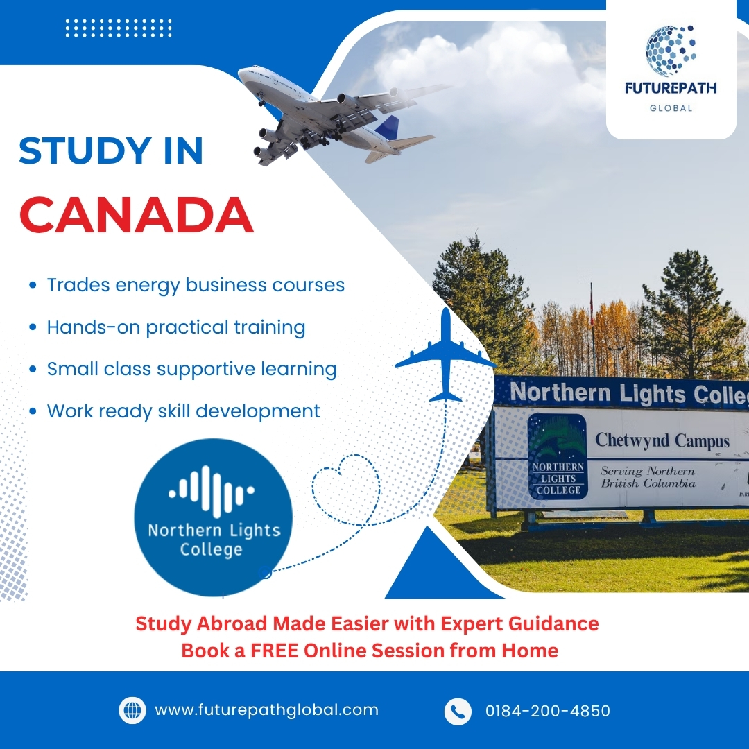 FUTUREPATHGLOB's tweet photo. Study in Canada at Northern Lights College! 🇨🇦✈️
Start your study journey with FuturePath Global:
⚡ Trades, energy & business courses
🛠️ Hands-on practical training
💼 Work ready skill development
🎓 2026 Intakes Open! 📞 0184-200-4850
🌐 https://t.co/AqXsSLATWH
#StudyInCanada https://t.co/SrD0OotDQo