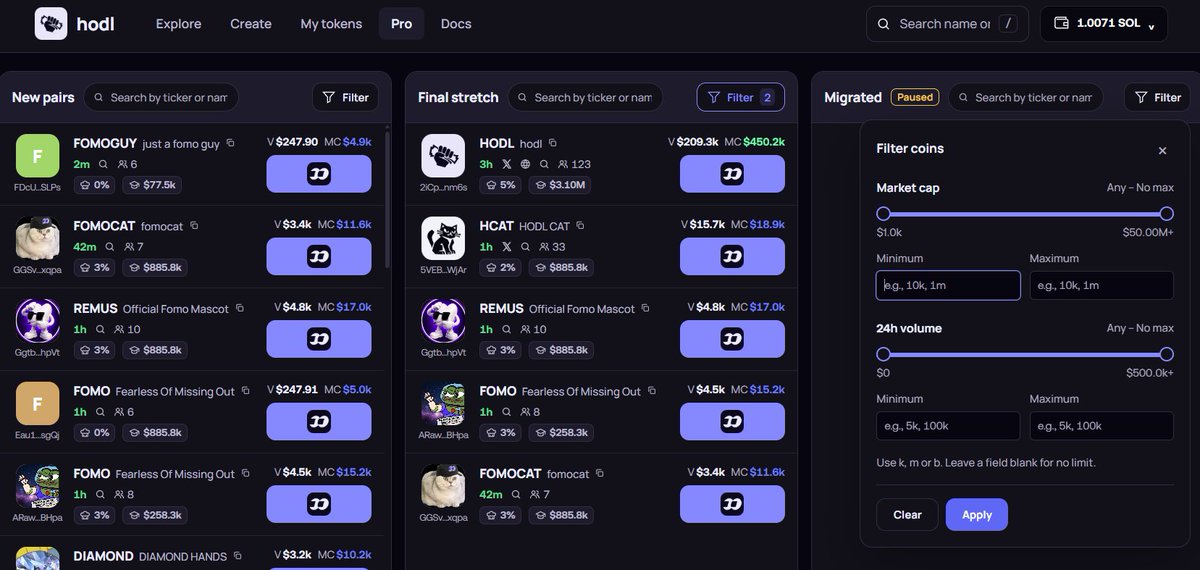 TheHodlFamily's tweet photo. What features would you like to see added to the platform?

If you havent yet, check out our Pro section. You can simply sign in with a wallet and you will be presented with a familiar feed that will make trenching on hodl much easier. https://t.co/9CoYQZaObi