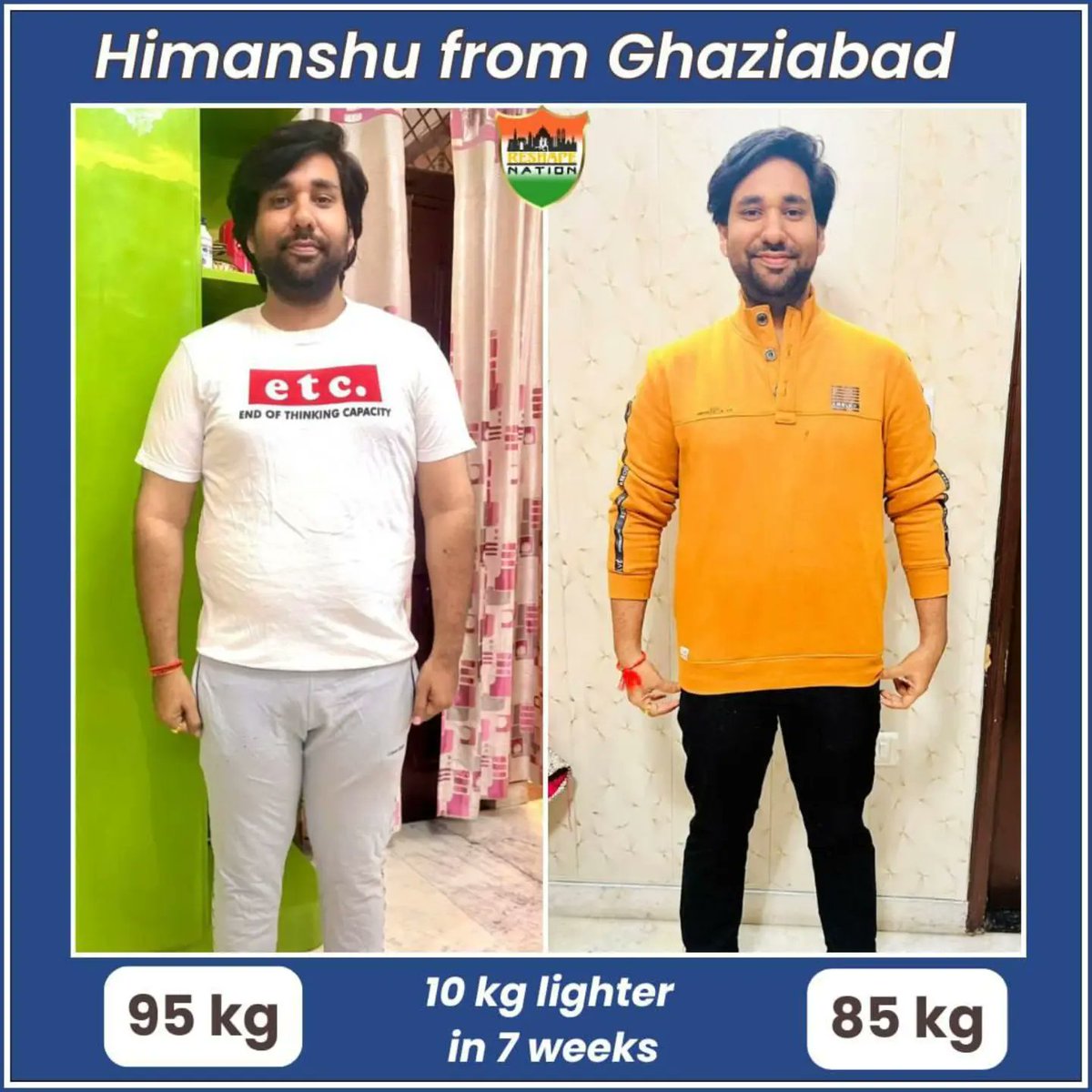 avagonzaleziar4's tweet photo. Himanshu from Ghaziabad went from 95 kg to 85 kg in just 7 weeks through consistency, smart nutrition, and lifestyle changes. He feels lighter, fitter, and more confident—this is only the beginning. https://t.co/R8cQGKRMvP