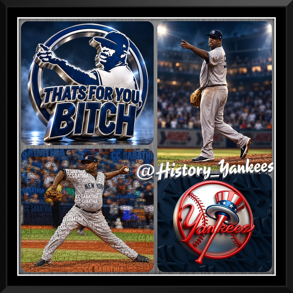 History_Yankees's tweet photo. OTD in 2018, @CC_Sabathia was ejected for retaliating after a pitch near Austin Romine’s head.

It cost him a shot at a $500K bonus.

The Dub chose his teammates over his wallet. ✅

The New York Yankees paid him anyway.

“THAT’S FOR YOU, BITCH.”

#YankeesHistory #CCSabathia https://t.co/G1QXvYUkfq