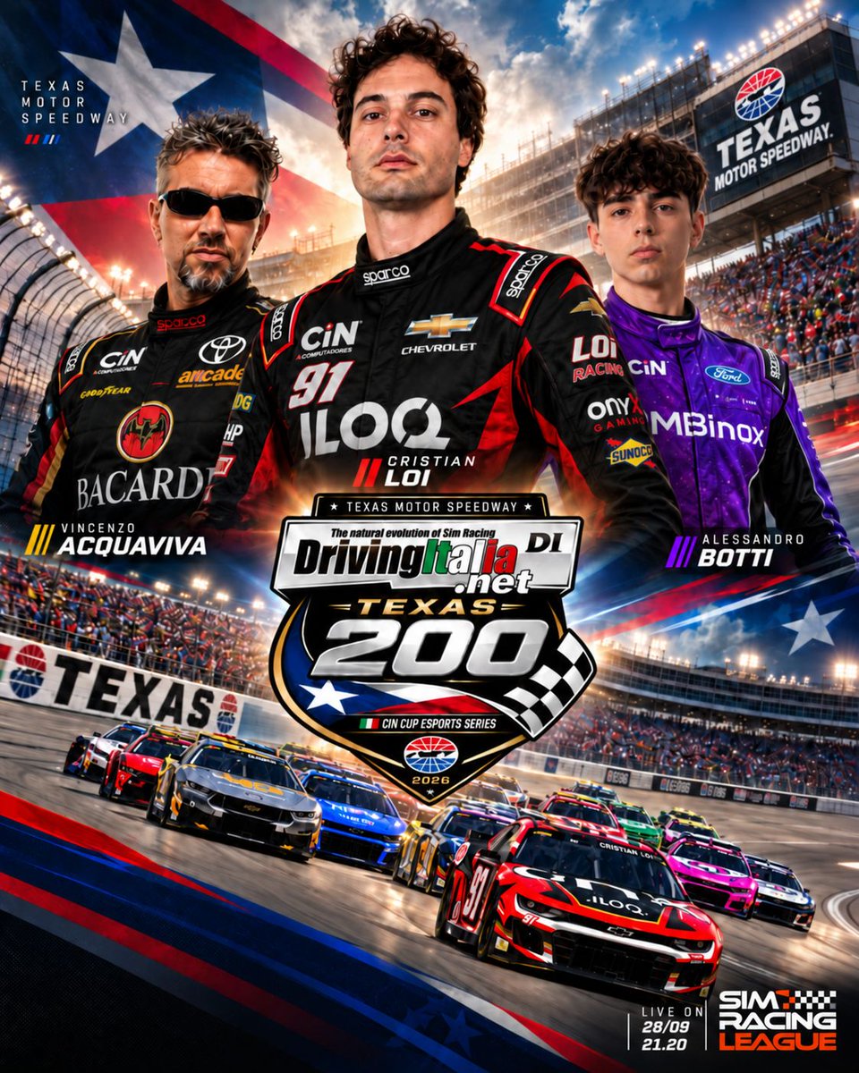 cin_cup's tweet photo. 🏁 Texas cambia il metro della stagione.
👉 https://t.co/y90NyGzwRL
Domani 36 piloti nel gruppo principale, 22 nel Gruppo B. A Texas non basterà essere veloci: servirà esserlo giro dopo giro.
#CINCupESportsSeries #Texas240 #DrivingItaliaNet #iRacing #SimRacing #NASCAR https://t.co/7NHbEJl4QV