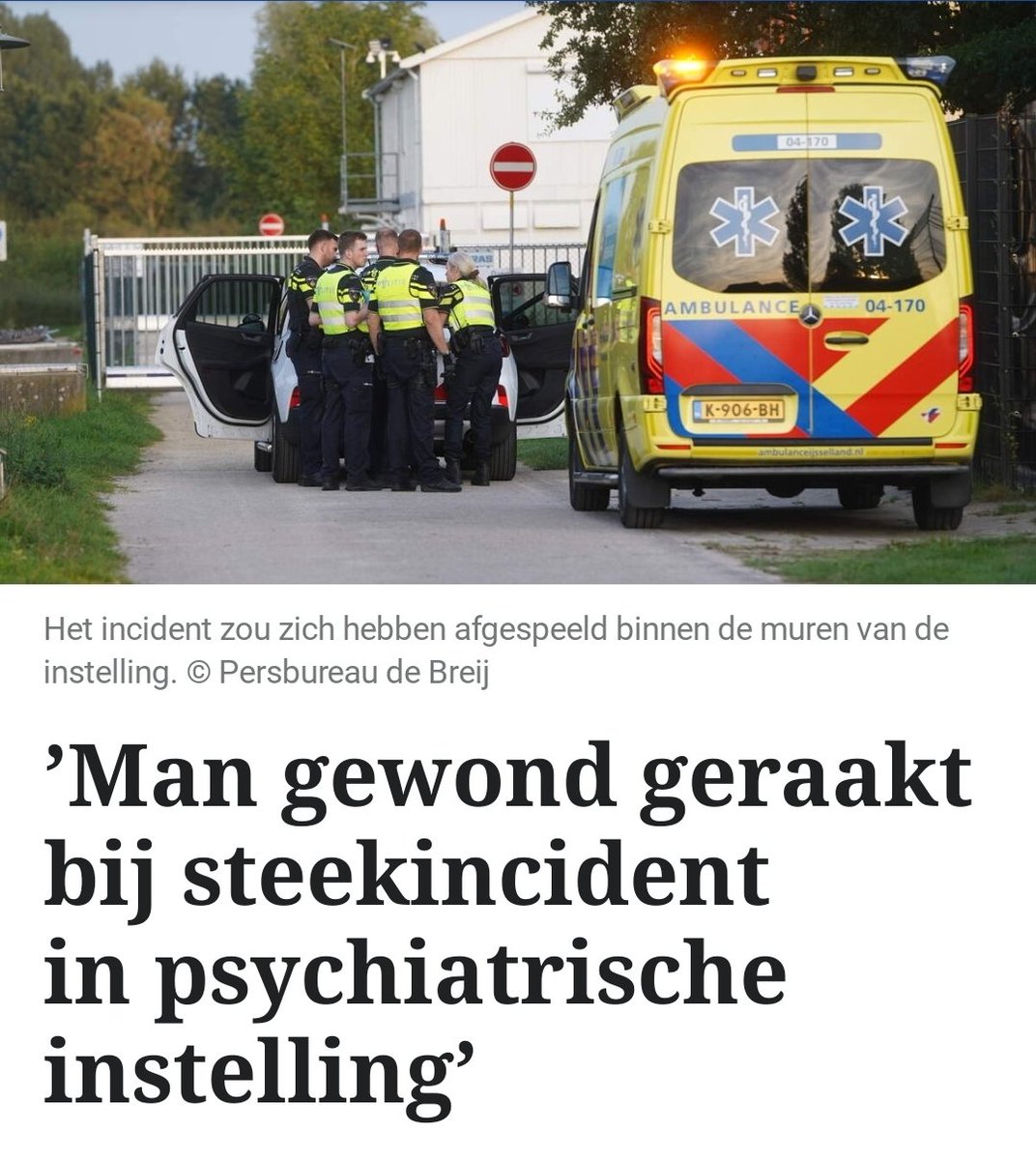 maartenbrink's tweet photo. Bij een psychiatrische instelling in #Deventer heeft zaterdagavond een #steekincident plaatsgevonden. Een man is gewond geraakt, en een vrouw is door de #politie aangehouden.
https://t.co/q7VKDOHPoI https://t.co/sRtgsS82Td