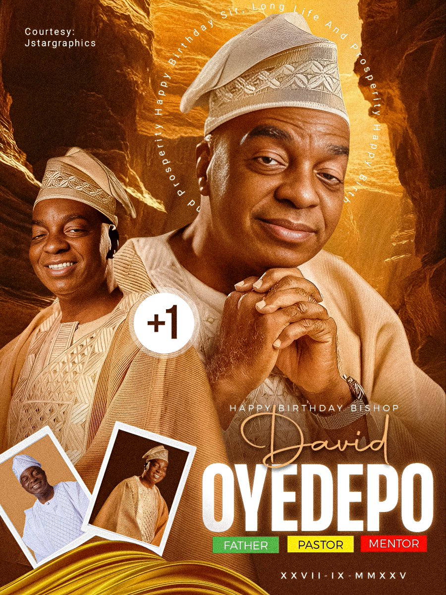 Jaystargraphics's tweet photo. Day 5/100

Designed this last year for @BishopDavidOye3 

Happy birthday to you sir

Pls like and follow 🙏 https://t.co/Vjmt1fxTWP