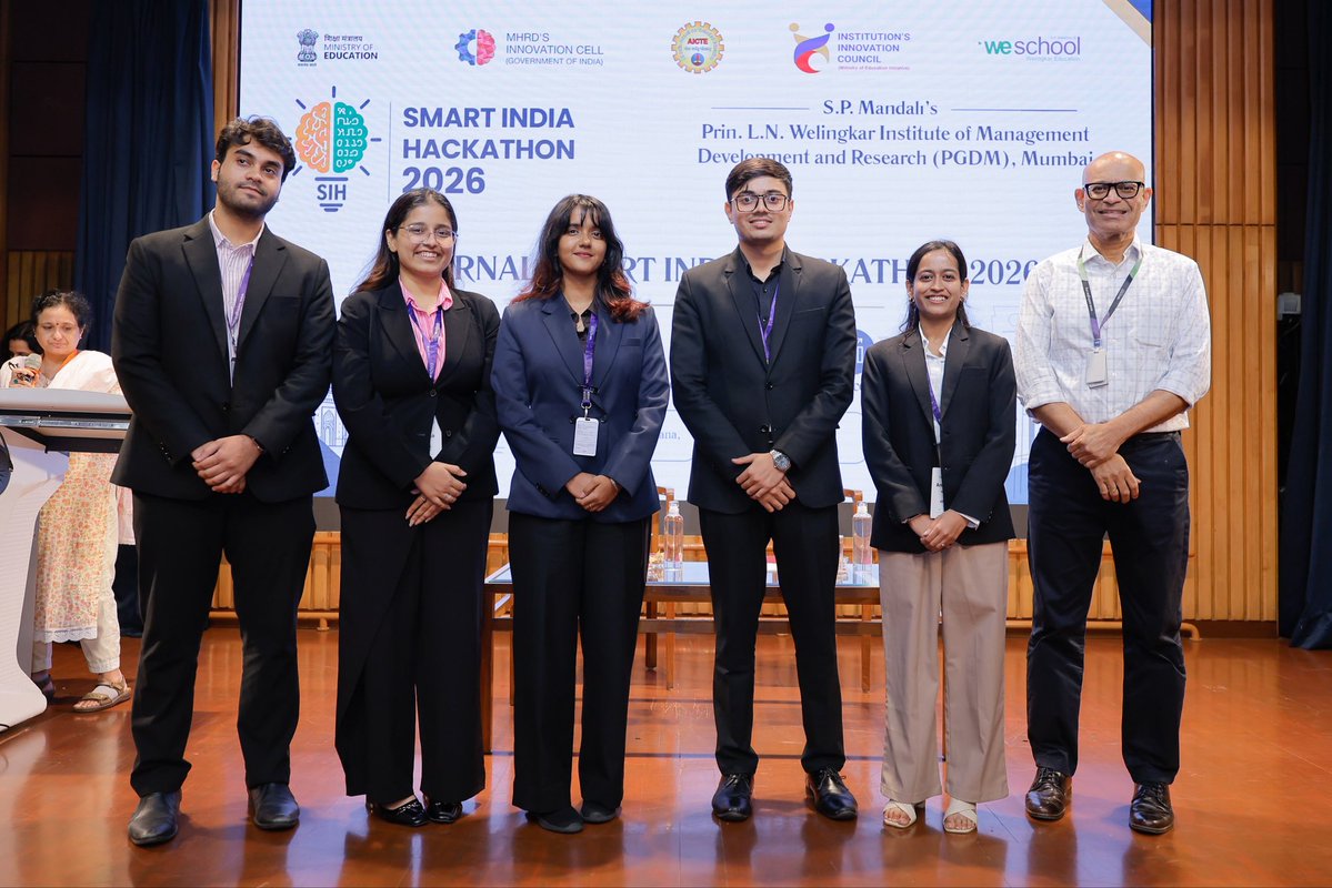 MumbaiIic's tweet photo. And that’s a wrap on Smart India Hackathon at WeSchool! 🚀

After an intense journey of ideas, innovation, teamwork, and problem-solving, we’re excited to announce our winning teams! 🏆

🥇 1st Place: Team Cognito
🥈 2nd Place: Orcas &amp; AgriEase
🥉 3rd Place: MMS &amp; AeroIndex https://t.co/iB59jYUOkK