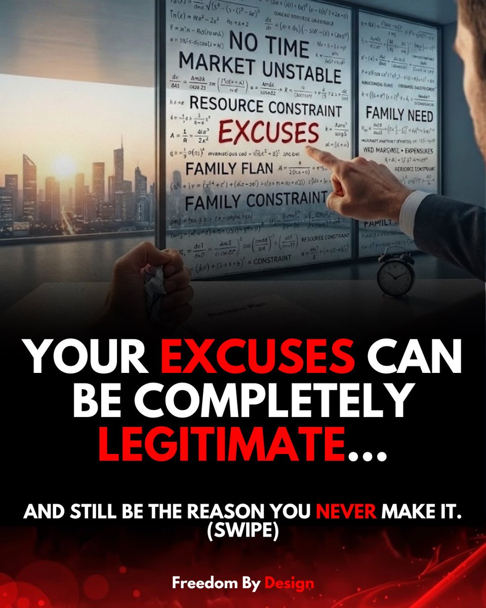williamgreenjg0's tweet photo. The most dangerous trap is a legitimate excuse. Everyone may understand your pain, but sympathy won’t build your future or pay your bills. Acknowledge your wounds without letting them dictate your life. Choose: the excuse or the life. https://t.co/WKyRhQcvLq