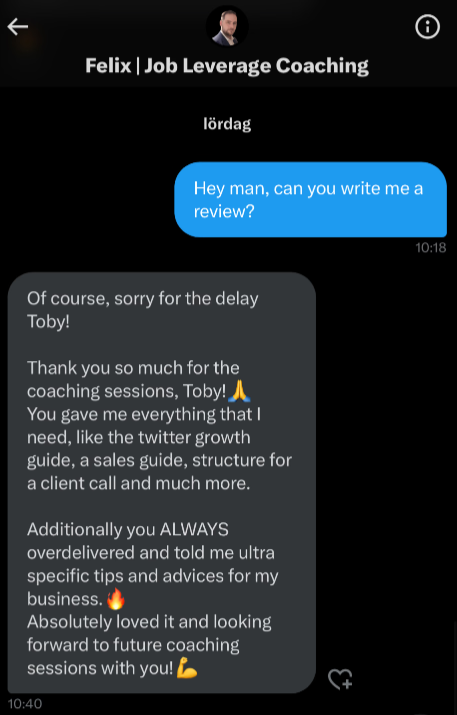 RealCoachToby's tweet photo. More Testimonials  

Dr Youssef: quit the 9–5, $5k+/month in the first weeks. Currently past $10k/month    

Alex Northstar: past $10k+/month.    

Felix: past $5k+/month. https://t.co/VGSdM52zlU