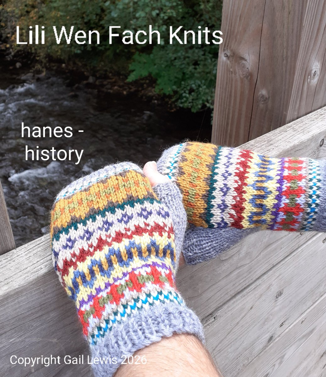 LiliWenFachKnit's tweet photo. Managed to get out and do some product photography last week. Even got Himself to model the larger size Hanes gloves (these are the pure wool version). #WelshCraftHour https://t.co/hXzhRQuUCO