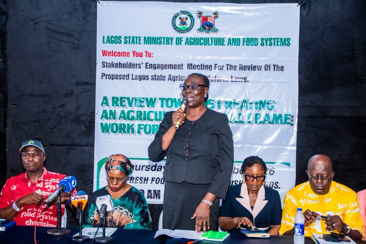 lagosagric1's tweet photo. The @followlasg has commenced a comprehensive review of its agricultural laws to modernise the sector’s legal and regulatory framework, strengthen food security, promote innovation and attract investment. The H.C for Agriculture and Food Systems, Ms. @Abi_Olusanya described the.. https://t.co/98y1IbXasY