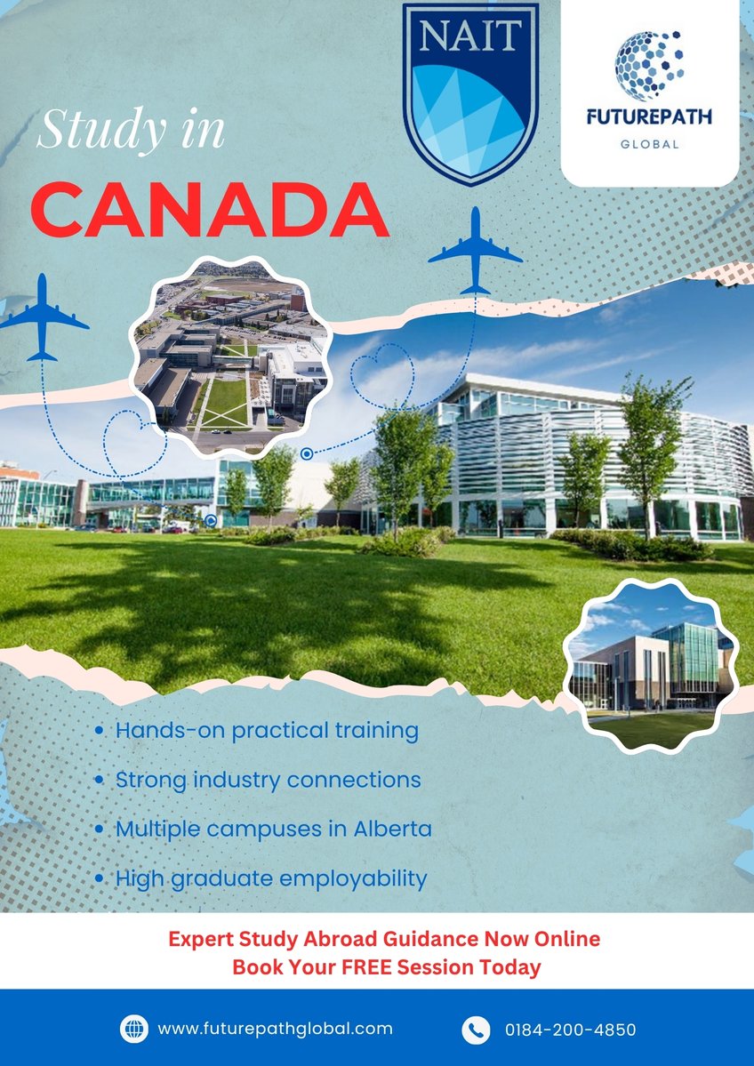 FUTUREPATHGLOB's tweet photo. 🎓 Study at NAIT in Canada! 🇨🇦
🛠️ Hands-on practical training
🤝 Strong industry connections
📍 Multiple campuses in Alberta
💼 Career-focused learning
📅 2026 Intakes Open!📞 0184-200-4850
🌐 https://t.co/AqXsSLATWH
#StudyInCanada #NAIT #FuturePathGlobal https://t.co/jCWHKoUMDi
