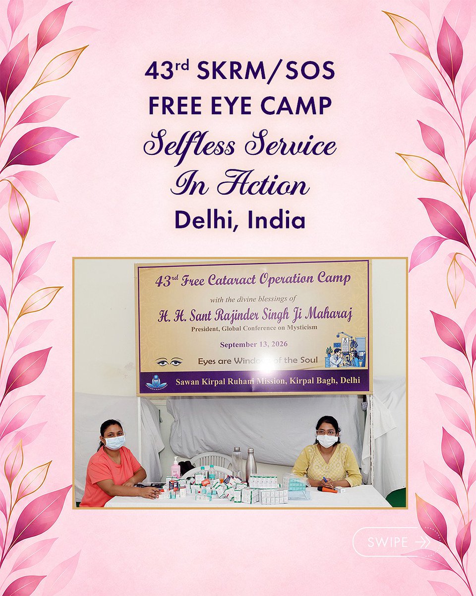 SOSmeditate's tweet photo. At the 43rd #SKRM @SKRMmeditate / #SOS #ScienceOfSpirituality Free Eye Checkup & #CataractSurgery Camp in #Delhi, medical professionals and volunteers came together in the spirit of #selfless #service to bring essential eye care to those in need. #selflessservice #volunteerism https://t.co/30gRgQkpxu
