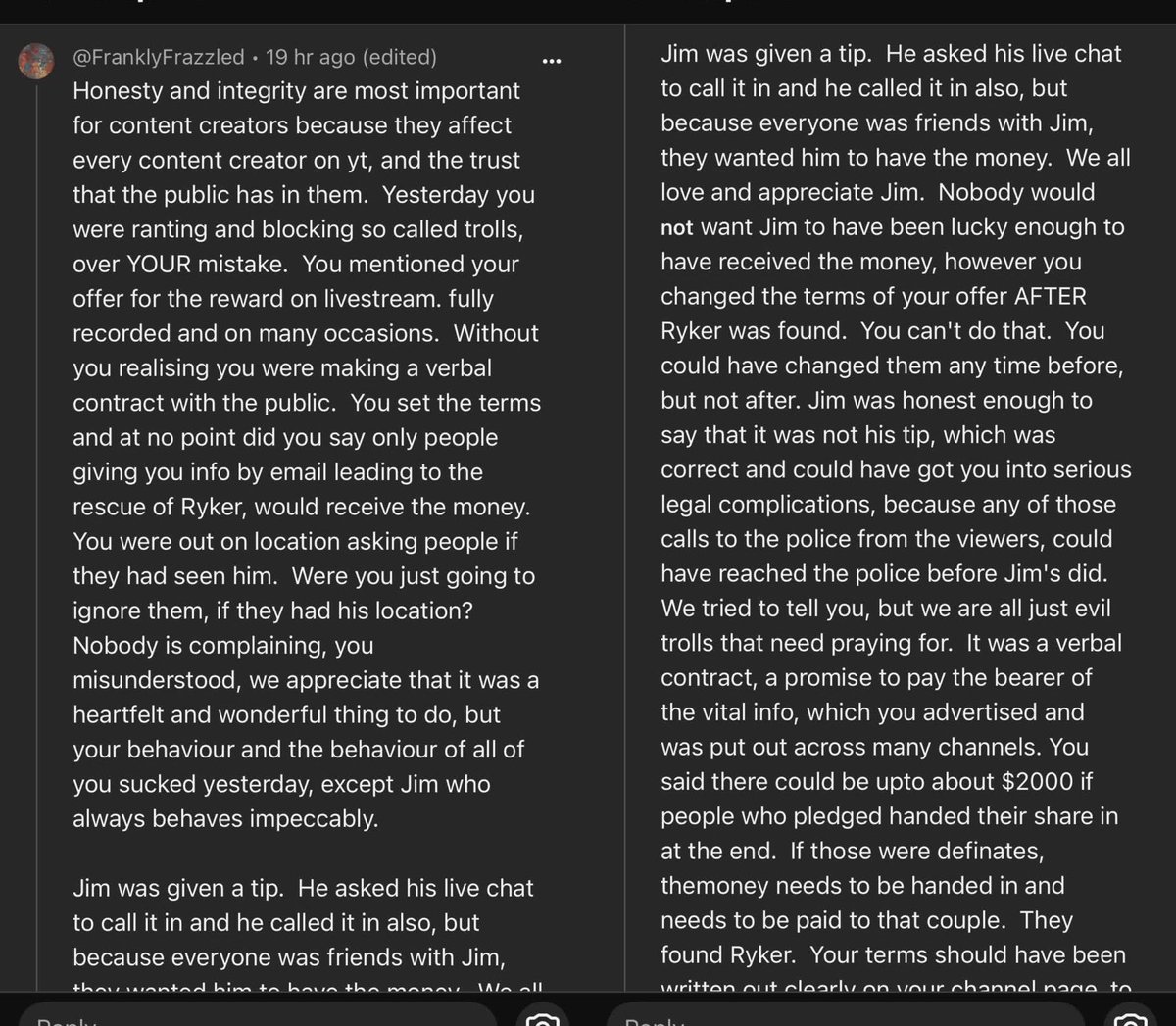 Extd_utterance's tweet photo. It’s the long time contributors who know the real story. Comment found on 857 Tucson’s Riker Lee stream yesterday. 
Thanks @DivAdventures https://t.co/t0kbMXIZye