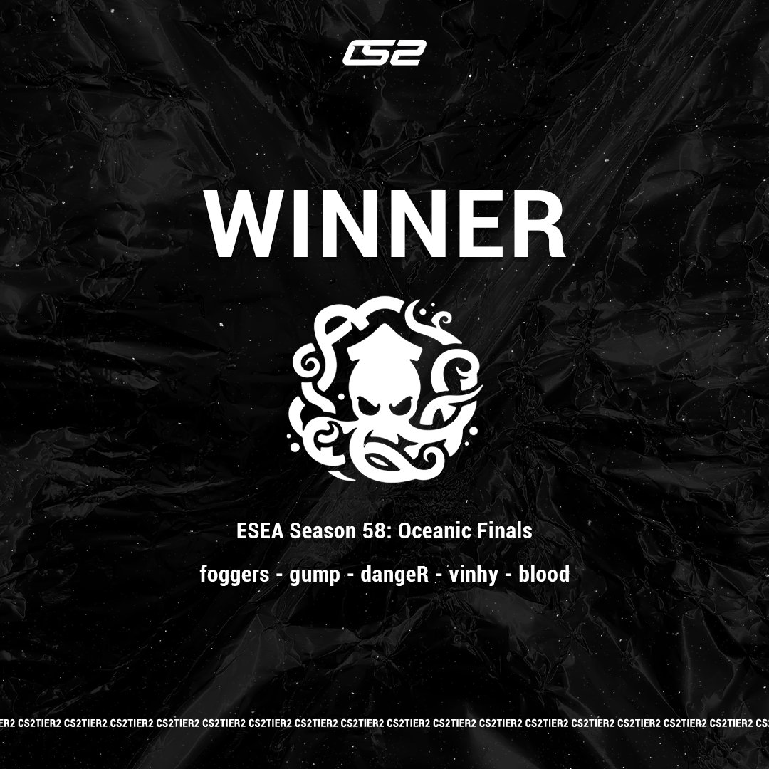 CS2Tier2's tweet photo. CONGRATS @TeamAbyssalGG 🦘

They take the win at the @ESEA S58 OCE Finals, securing $1,500 in prize money and a direct spot at the @ESLCS S52 Cup #4

#CS2TIER2 https://t.co/pjbQwxezif