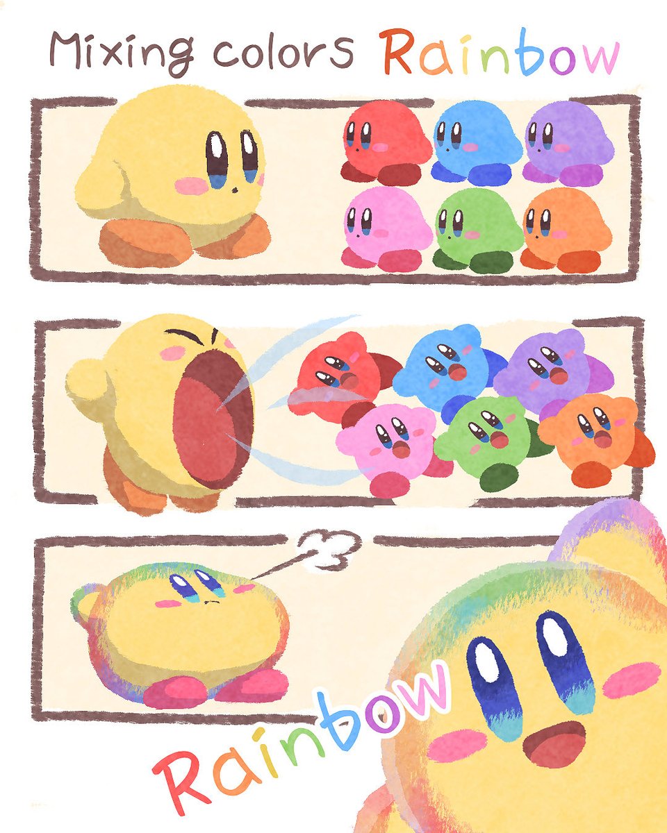 Ara_love_kirby's tweet photo. 色のカービィ https://t.co/sHqNdWdn36