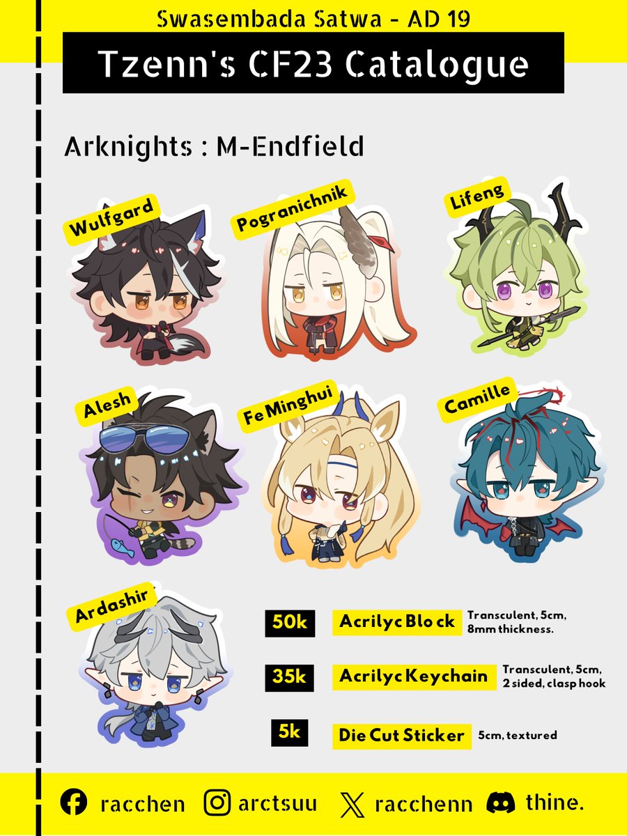 Racchenn's tweet photo. [💙&amp;🔃 Appreciated]

Tzenn's #Comifuro23 2nd Pre Order , Fandom Arknights &amp; Endfield

📍ICE BSD , Booth Swasembada Satwa AD - 19 ( PICK UP ONLY, BOTH DAYS)
📆 31th Oct - 1 Nov 2026

PO Link Form :
📎 https://t.co/aP1KV9t7Ia

PO closed at 2nd Oct

 #ArknightsEndfield‌ https://t.co/ns7KCblT4X