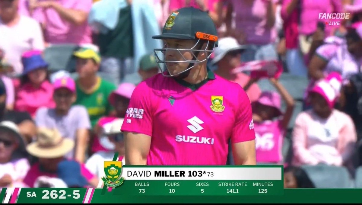 mufaddal_vohra's tweet photo. 73 BALL HUNDRED BY DAVID MILLER IN THE PINK ODI. 

- South Africa on top Vs Australia. https://t.co/irCy1PRGN1