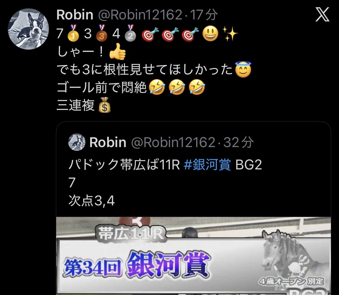 SHOO7845's tweet photo. 昨日に引き続き、この悪質印象操作詐欺乞食さんの有料ゴミ予想はボッコボコ〜
🤭🤣

6R  単勝4.3倍のみ的中、トリガミ濃厚
9R  ハズレ🤣
11R 当然のことながらハズレ🤣😂

金土日とボッコボコのボロ負けBBAでしたとさ🤭🤣😂

無料でパドック予想出してくれてる人なんてビタで的中させてるのに🤭 https://t.co/0OYJD5hyFh