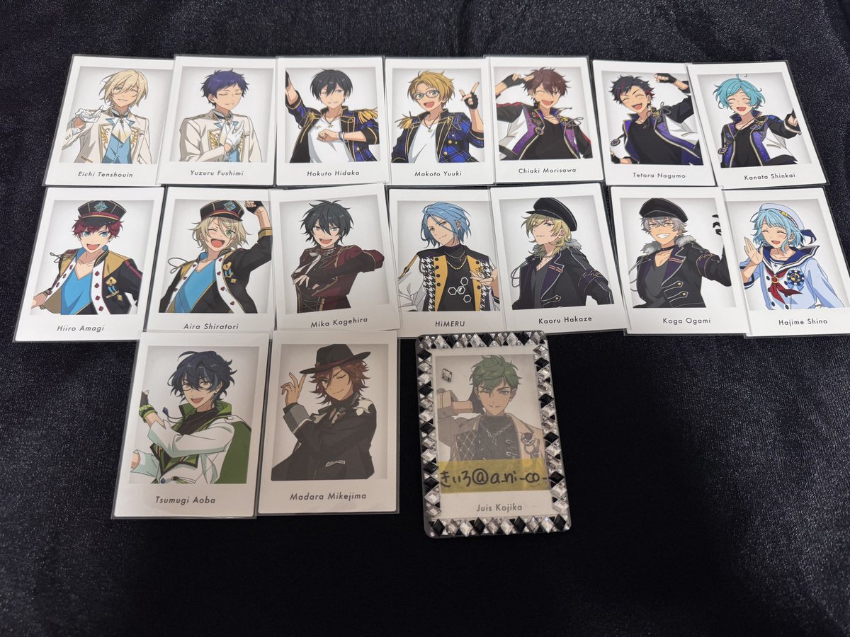 a_ni_co_'s tweet photo. 【交換】あんスタ ぱしゃっつ 特典 

譲：英智 弓弦 北斗 真 千秋 鉄虎 奏汰 一彩
       藍良 みか HiMERU 薫 晃牙 創
       つむぎ  斑 

求：舞珠1 、ジュイス 、ジュン1

郵送交換📮
舞珠、ジュンはコンプ目的です💐

お気軽にお声かけくださいませ🙇🏻‍♀️ https://t.co/Cpw3xm3S0V