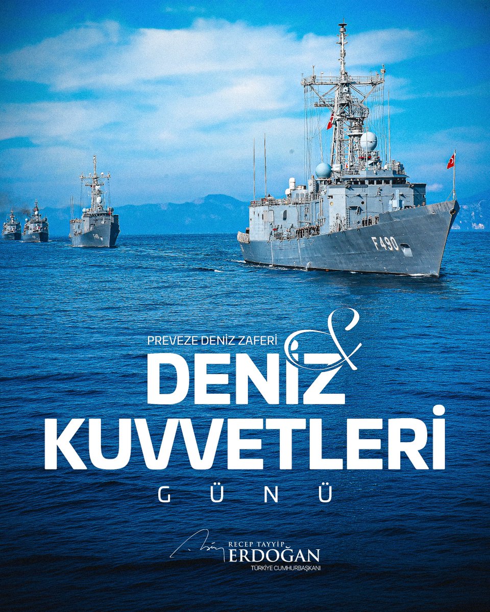 RTErdogan's tweet photo. Preveze Deniz Zaferimizin yıl dönümü ile Deniz Kuvvetleri Günü’nü en kalbî duygularımla tebrik ediyor, bu şanlı zaferle Akdeniz’i Türk gölü haline getiren Kaptanıderya Barbaros Hayreddin Paşa’yı kahraman leventleriyle birlikte rahmetle yâd ediyorum.

Kahraman denizcilerimize üstlendikleri görevlerde Allah’tan muvaffakiyet diliyor, her birine selamlarımı iletiyorum.