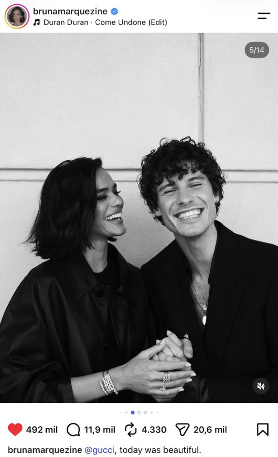 emhjr's tweet photo. A Bruna Marquezine se livrou do Neymar, Virgínia e galera do tigrinho pra namorar um astro internacional doido por ela e fazer publi de casal da Gucci. Kinga! https://t.co/T7s1w1jAXB