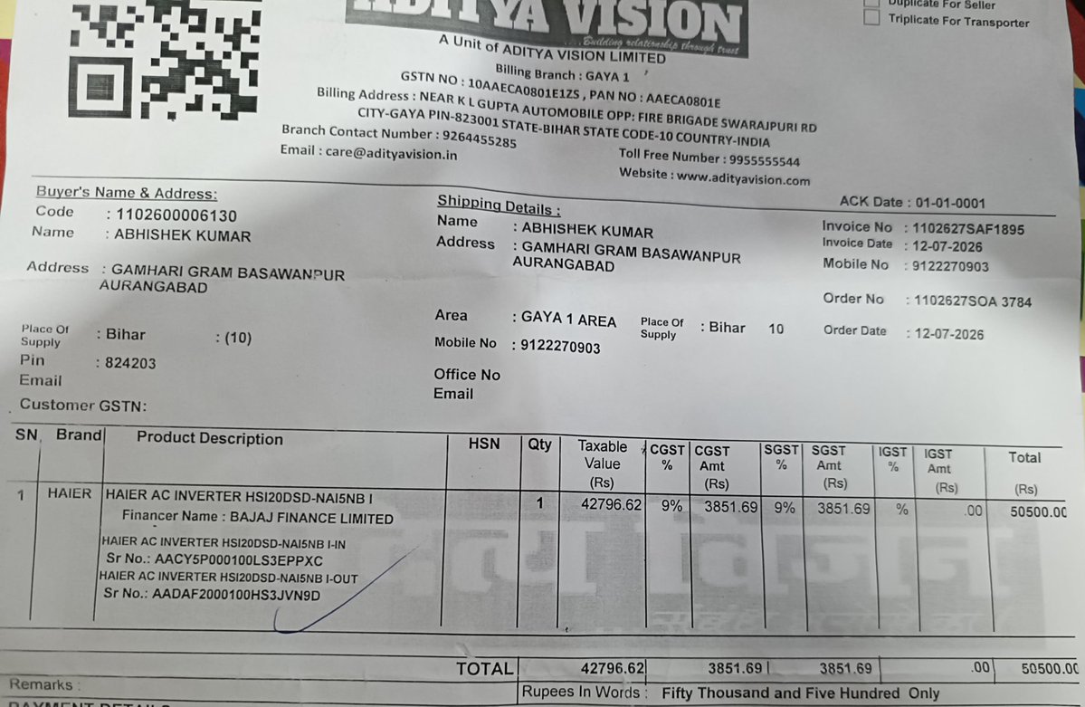 leftyabhi's tweet photo. @IndiaHaier @Haier_Global @VisionAditya

At least tell me clearly—by when will my AC be replaced?

I purchased this AC barely a month ago, and it has already suffered repeated gas leakage and cooling issues despite multiple repairs. I have already made it clear that https://t.co/wMKAinWojB