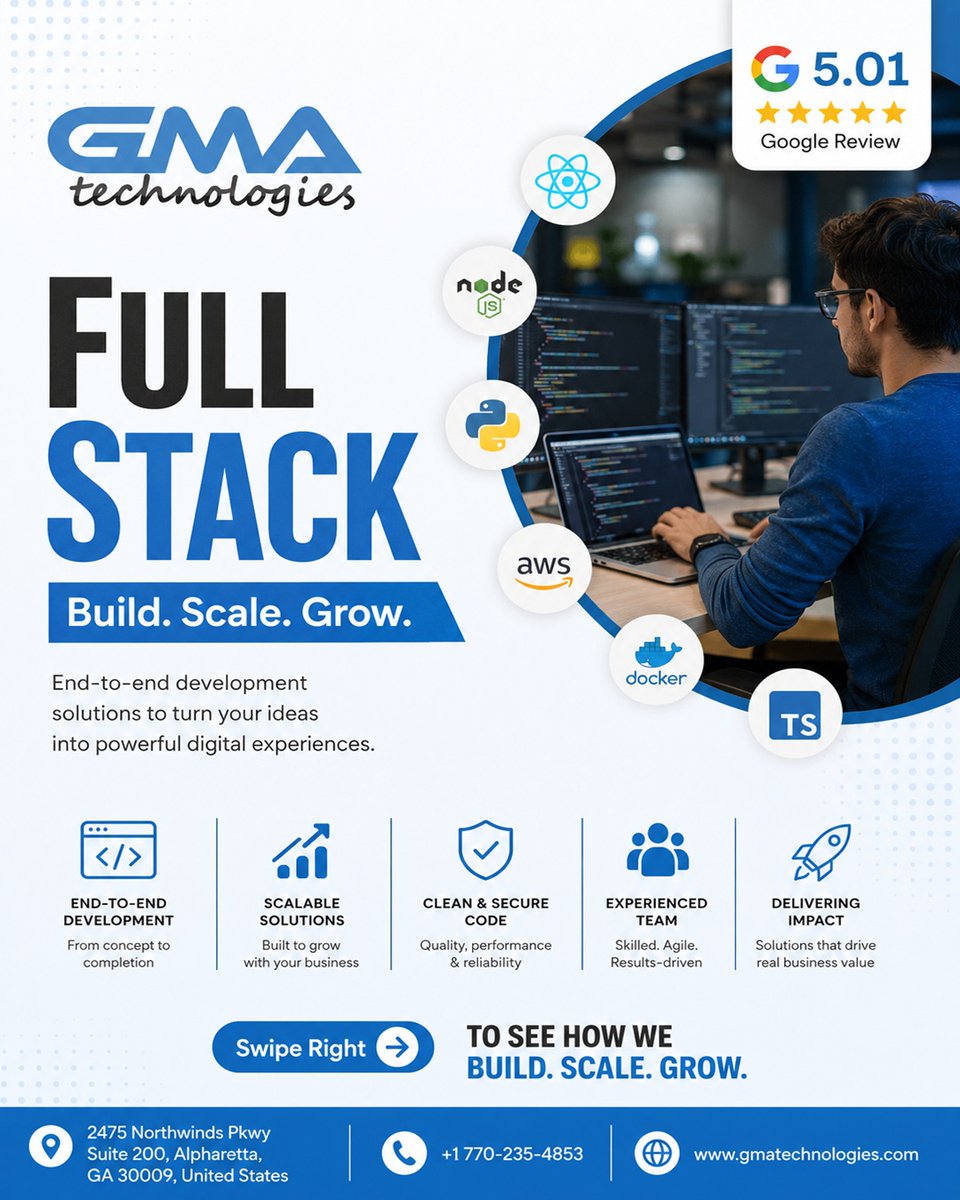 abigailram8hnd's tweet photo. Build, scale, and grow with GMA Technologies’ full-stack expertise. We transform ideas into secure, scalable digital solutions—from intuitive front ends to robust back ends—designed for today’s challenges and tomorrow’s growth. Let’s build https://t.co/DNvNv4MNI6