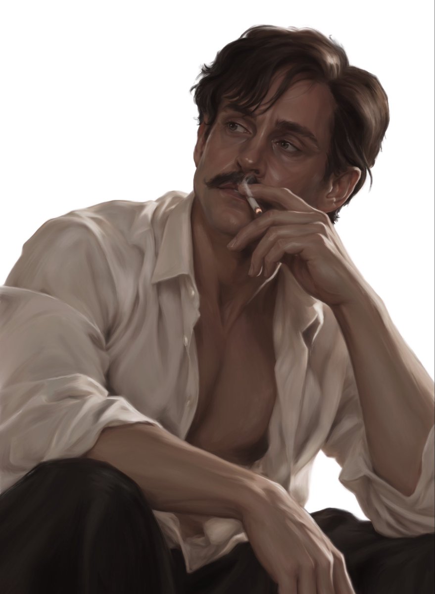 lovkisaxo's tweet photo. I saw Hugh with this moustache and I couldn't resist to draw him 

#willgraham #hannigram #hannibal #hannibalfanart #willgrahamart #nbchannibal #digitalart #hughdancy https://t.co/jGk9119Knx