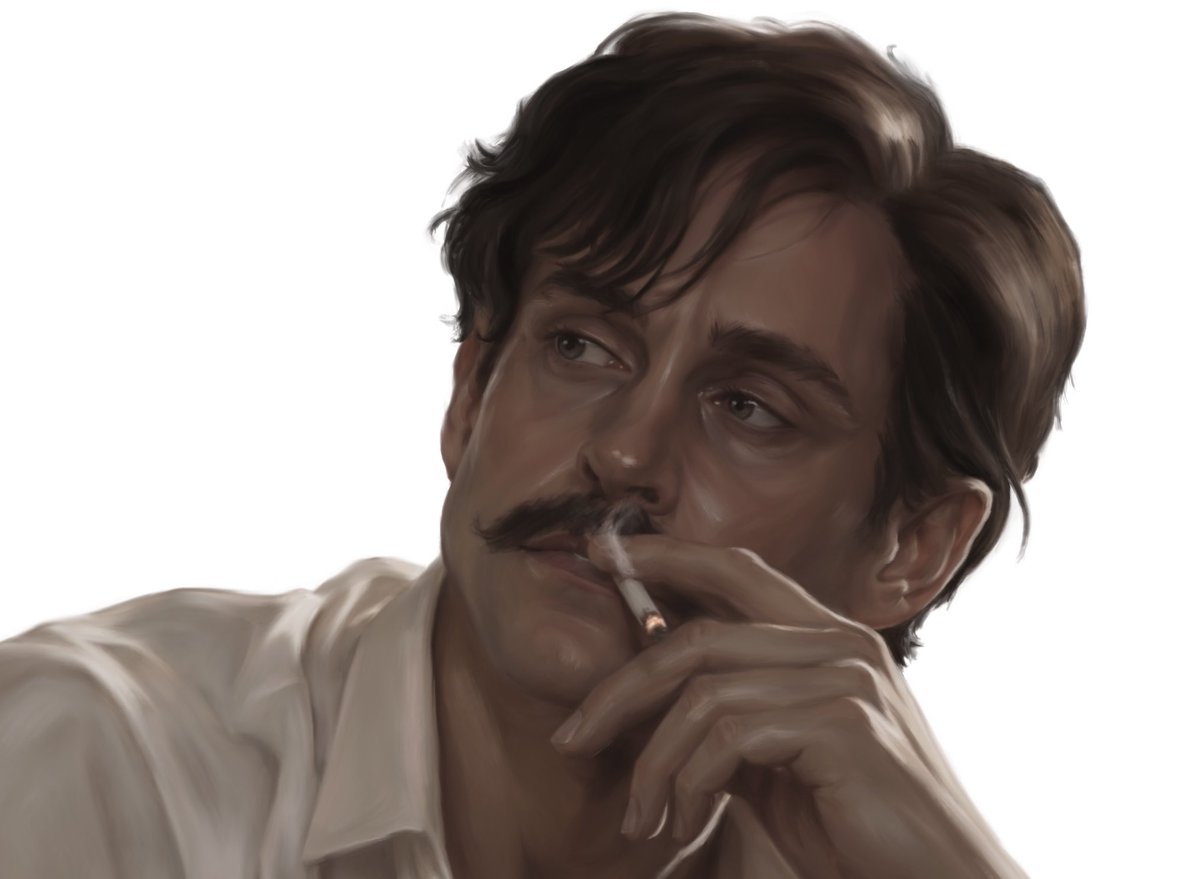lovkisaxo's tweet photo. I saw Hugh with this moustache and I couldn't resist to draw him 

#willgraham #hannigram #hannibal #hannibalfanart #willgrahamart #nbchannibal #digitalart #hughdancy https://t.co/jGk9119Knx
