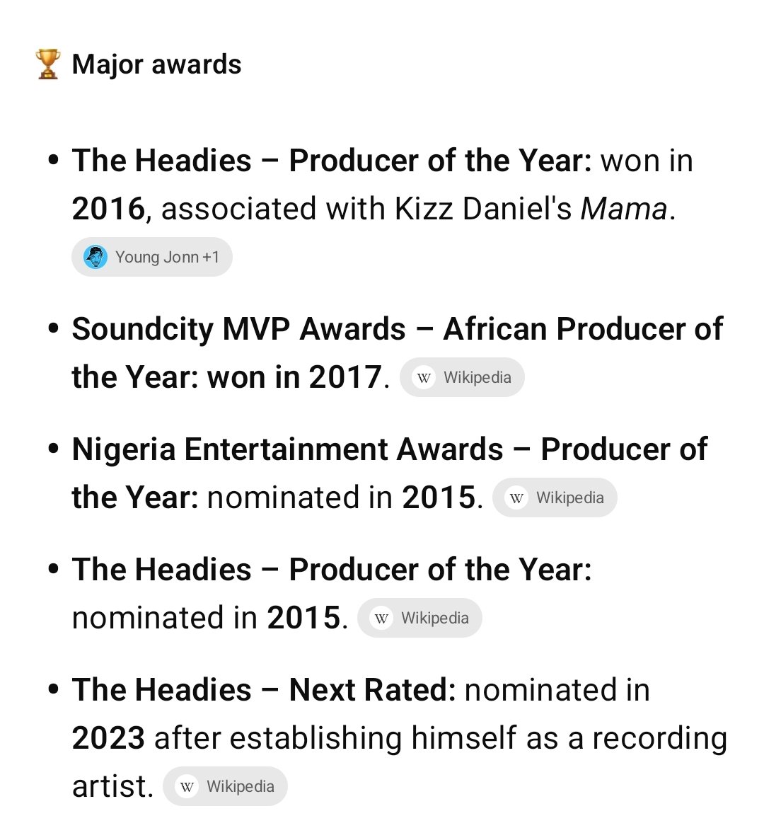 kovor2008's tweet photo. @Lordknows449035 @YoungJonn This is ur  total career major awards as a producer &amp; artist...and u  wan compare urself to Stonebwoy..The living God of music 😂 https://t.co/hf1wjZgJ9y