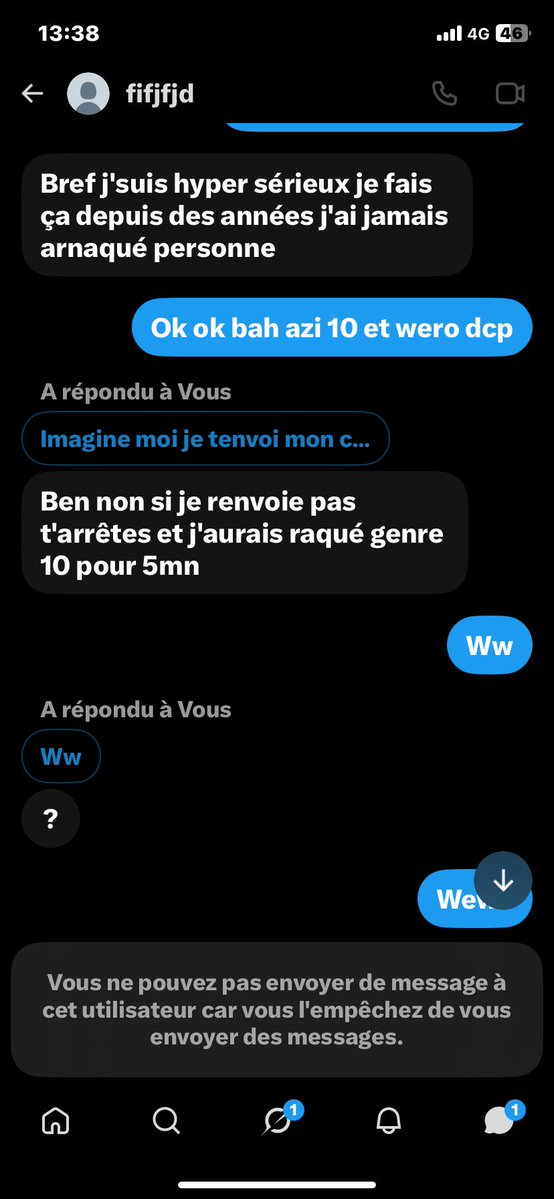 Elisensxx's tweet photo. @hjj1157989 @alex39543744790 @Antiscammeur54 Allez hop Ntm grosse pute tu négocie puis tu t’étonne je t’ai dit nan ta insister bah voila et tu peut le mentionner lui il a payée sans me forcer à faire moitié moitié il a eu sa seance tu te ridiculise https://t.co/OQAZULXMEY