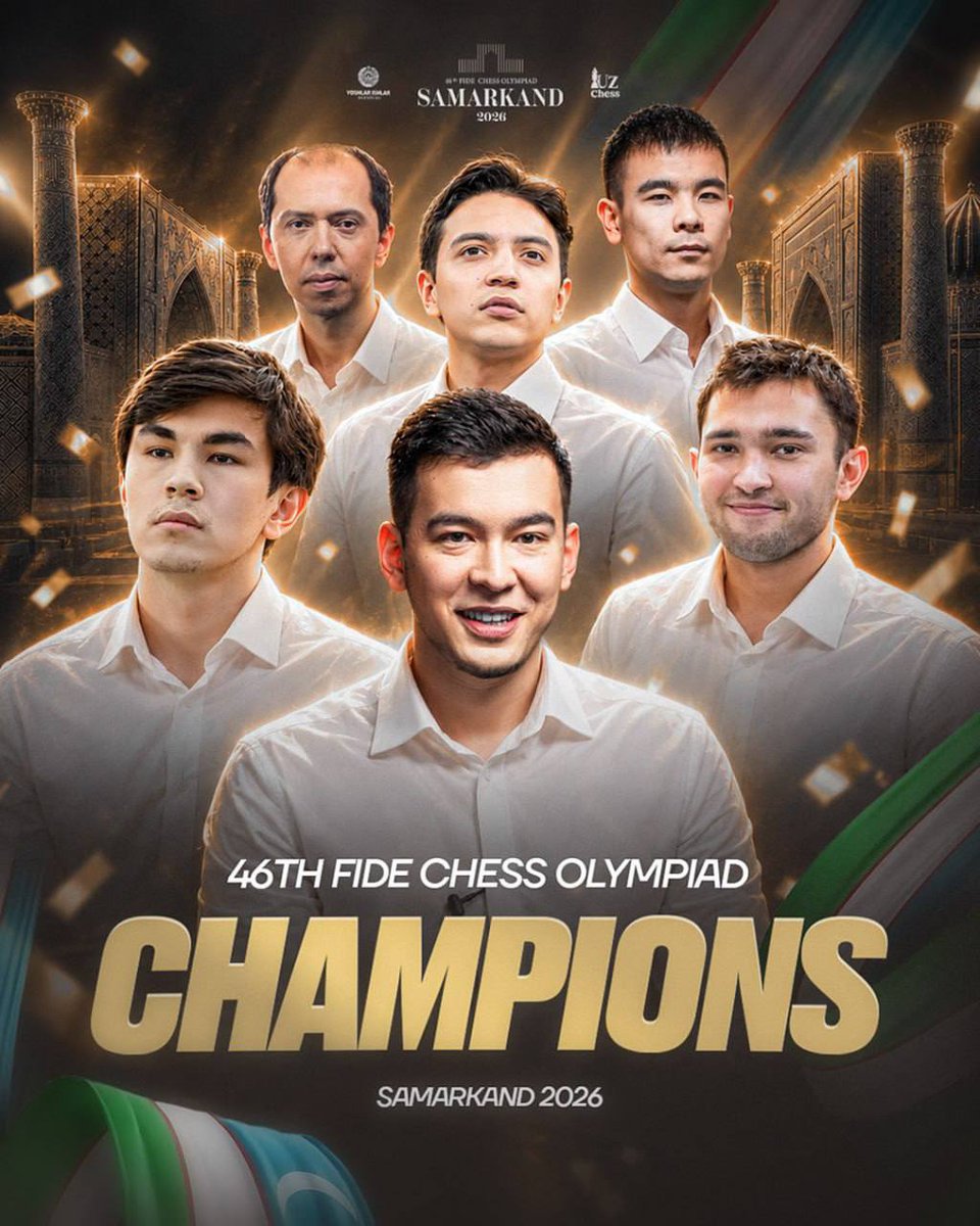 OtabekUmarov77's tweet photo. UZBEKISTAN — CHESS OLYMPIAD CHAMPIONS! https://t.co/MrAx2Enct8