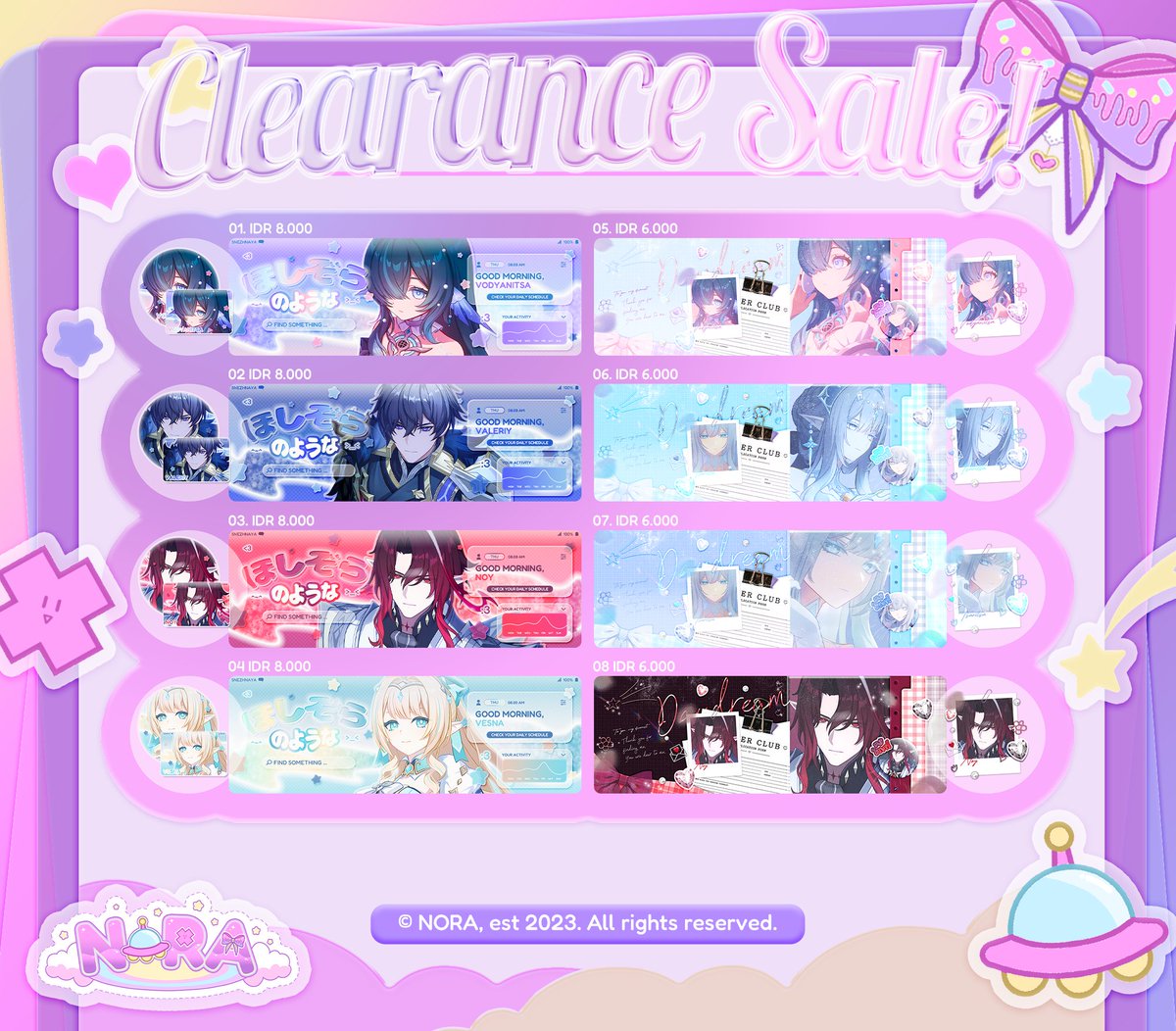 pnora's tweet photo. Help rt? Tia!

Halooo <3 Nora membawa 40 layout cs yang bisa langsung ditake di jam 20.00 WIB nanti ia >__< langsung sebut nomornya aja yah :3 ket nomor dan prici ada di pict 💗💗 mari jajank!!

#bealanja #2disell https://t.co/a6J1Nruz0a
