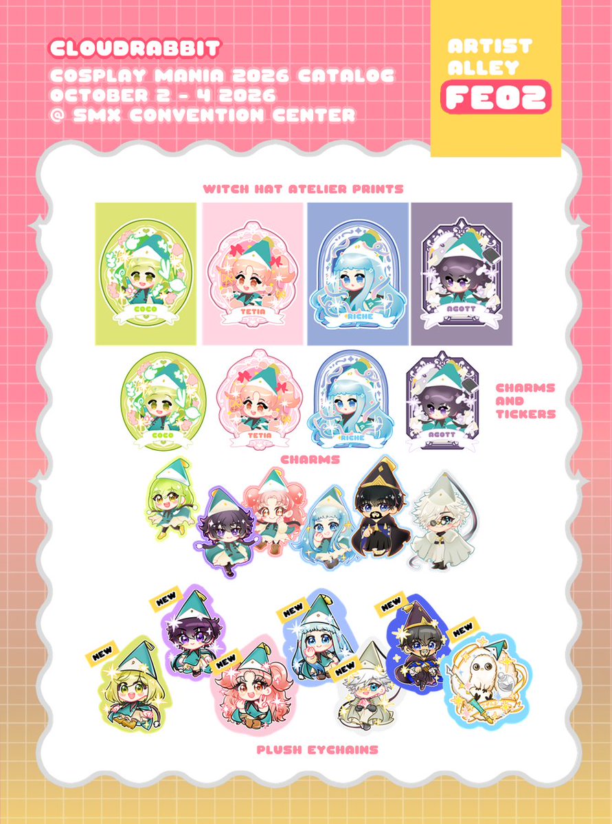 _cloudrabbit's tweet photo. Hello! Here's my catalogue for #Cosmania2026 > w <))9✨ 

New duo stuff📖❔Koidomo, and Holostars stuffs🌟
I also have some WHA, Gachiakuta, ZZZ, HSR, Niji EN, and Niji JP!  
See youu~!!* w *))//✨

RTs💕
Pre-Order and Mailorder form below! 
(edited)
#cosplaymania2026 #FanfairAtCosplayMania2026