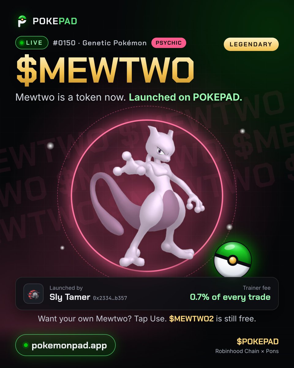 pokemonpadapp's tweet photo. A Legendary is live.

solana:MEwtccSd6wjQN3oCwDKPTRZEgxTejZ8mPeyhPxkQMDw was launched by trainer Sly Tamer. Anyone can launch on POKEPAD, and whoever launches keeps the trainer fee.

https://t.co/CI54NDahTR https://t.co/Q0qFHpXTRH