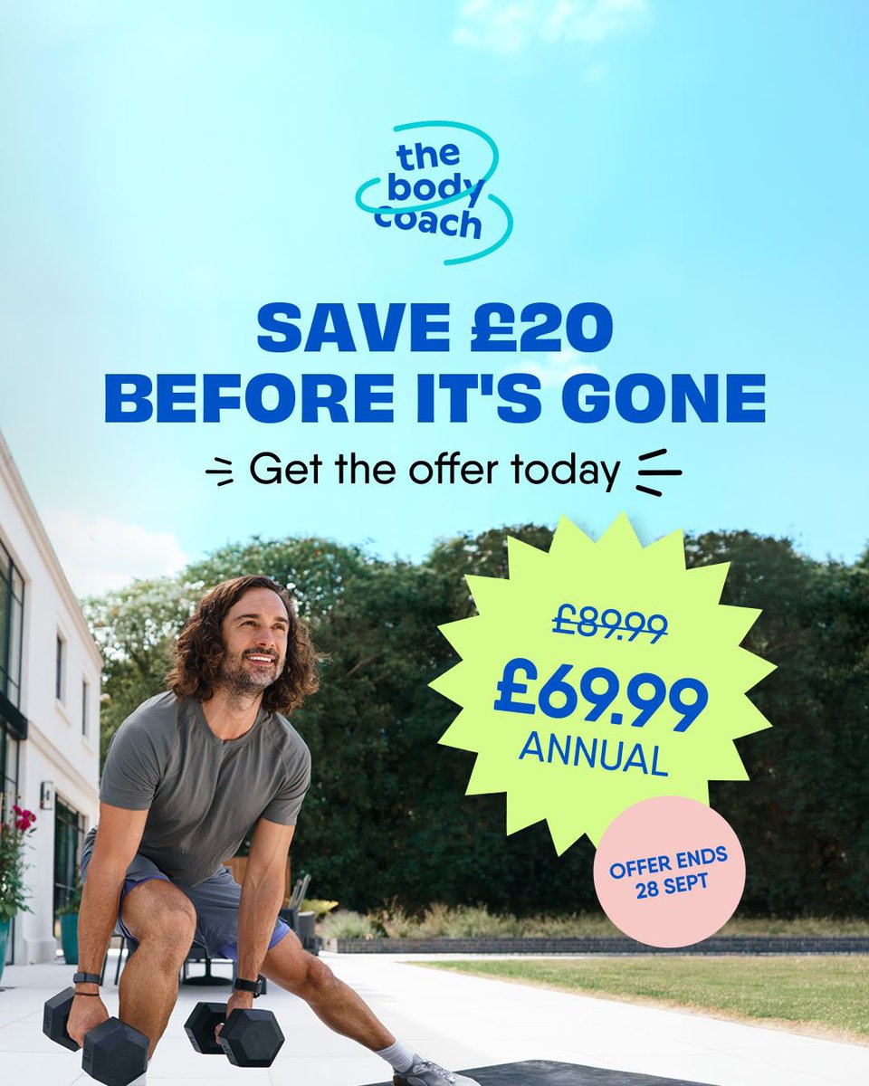 thebodycoach's tweet photo. Don’t miss out 🙌

There are just 2 days left to get started with The Body Coach app for £69.99.

You’ll get workouts, plans and loads of delicious recipes to help you get moving, eat well and build healthy habits that last.

https://t.co/kqksAf8GZe https://t.co/GwCXcVLHsX