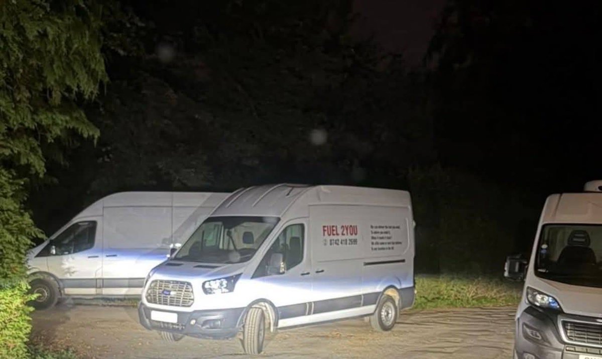 InsiderGeo's tweet photo. One detail we noticed: the van being inspected today by police and a bomb-disposal robot near RAF Fairford appears to be branded FUEL2YOU with a red logo, while the original FUEL2U vans use a green logo.

FUEL2U is a company that delivers fuel directly to businesses, farms and other customers, using mobile fuel-delivery vans.