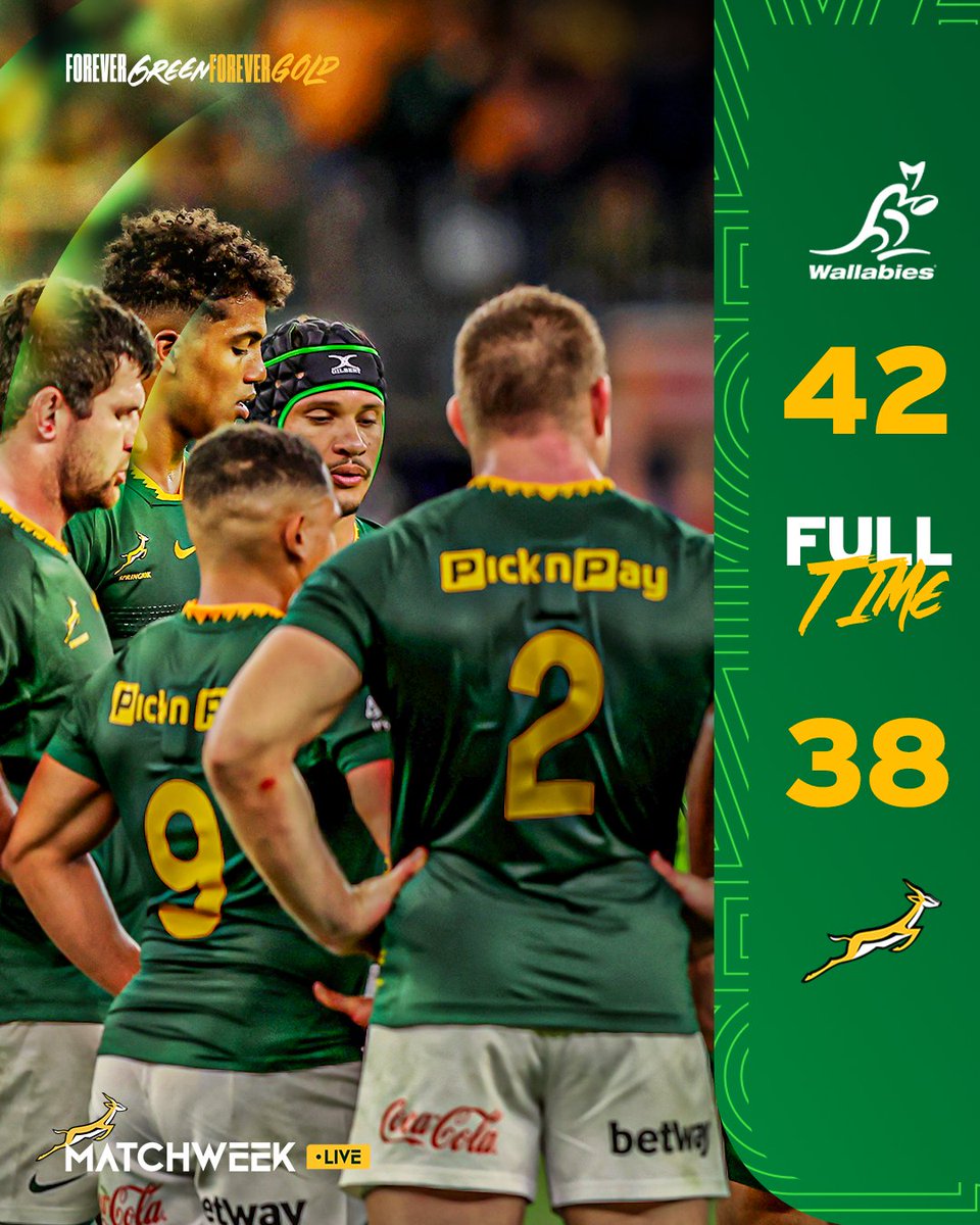 Springboks's tweet photo. Not the Boks' day despite a massive fight back in Perth, well played @wallabies 🤝
#Springboks #ForeverGreenForeverGold https://t.co/c9a8YkrtlN